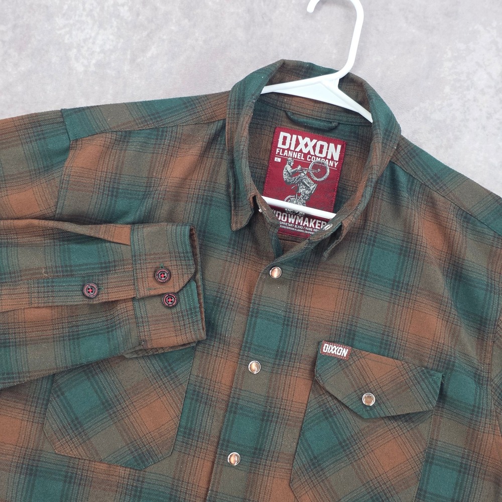 Dixxon Flannel Company Widowmaker Motorcycle Plaid Pearl Snap Shirt Men Large